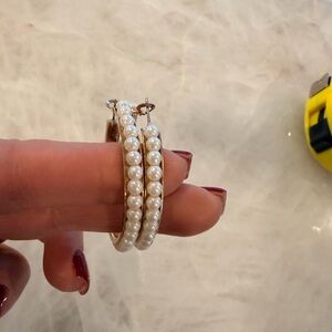 Elegant Pearl 2” Hoop Earrings